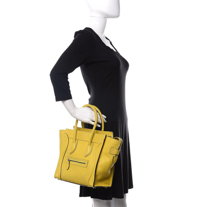 Celine Drummed Calfskin Micro Luggage Citron 2 of 14