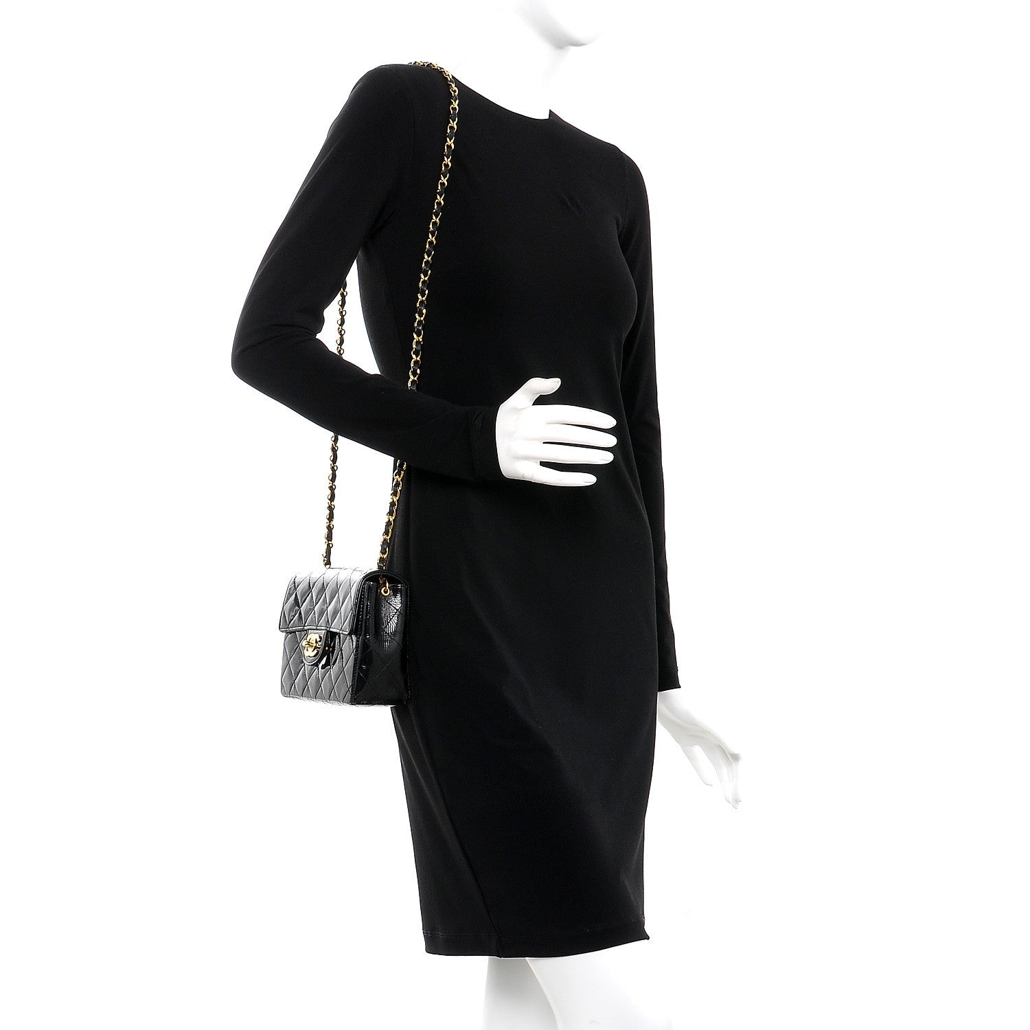 Chanel Patent Calfskin Quilted Mini Square Flap Black 2 of 12