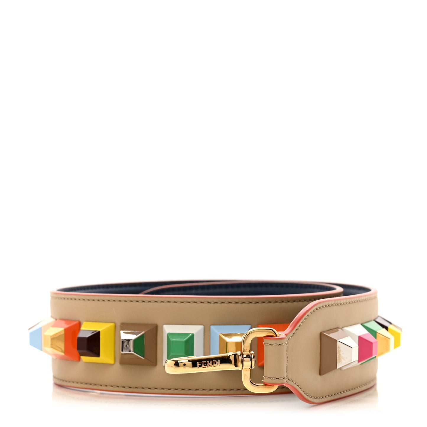 Vitello Century Plexiglass Bi-Color Studded Strap You Amido Blu Scuro