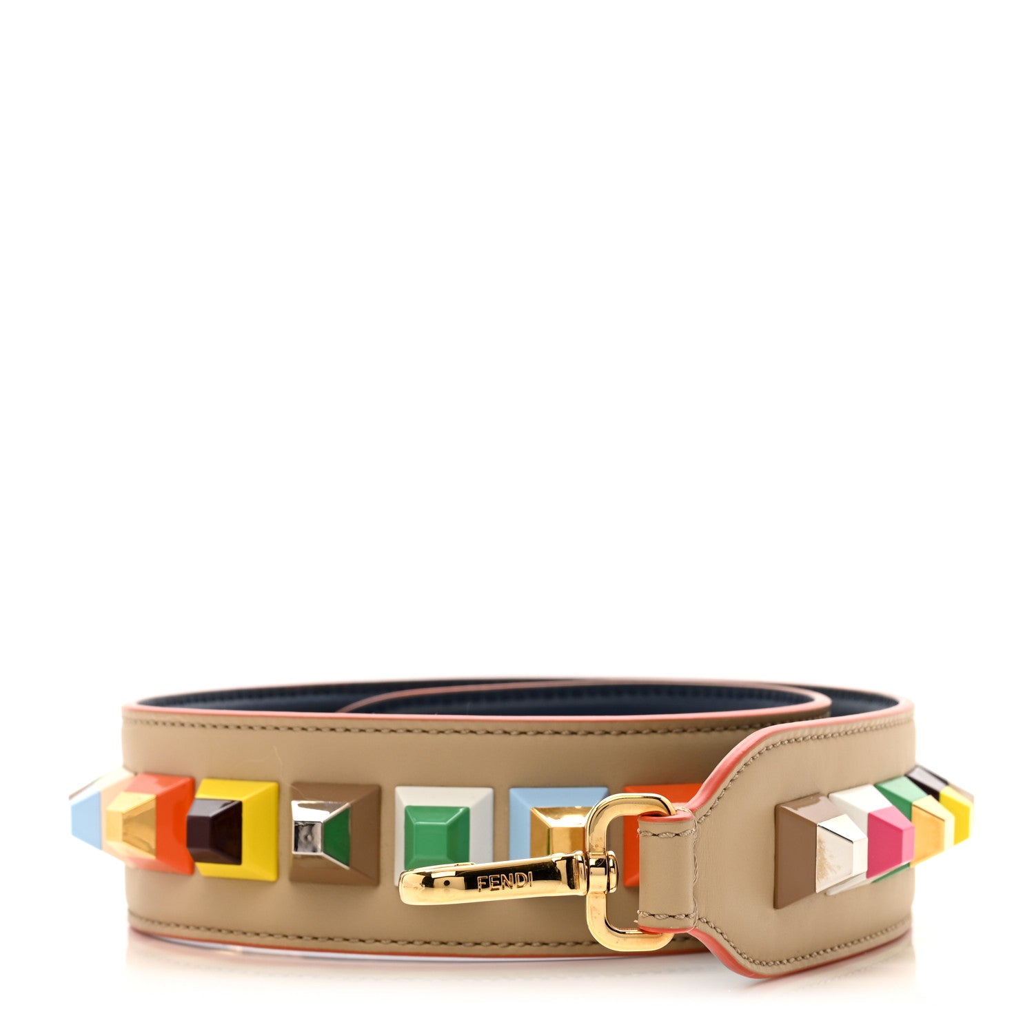 Fendi Vitello Century Plexiglass Bi-Color Studded Strap You Amido Blu Scuro 1 of 4