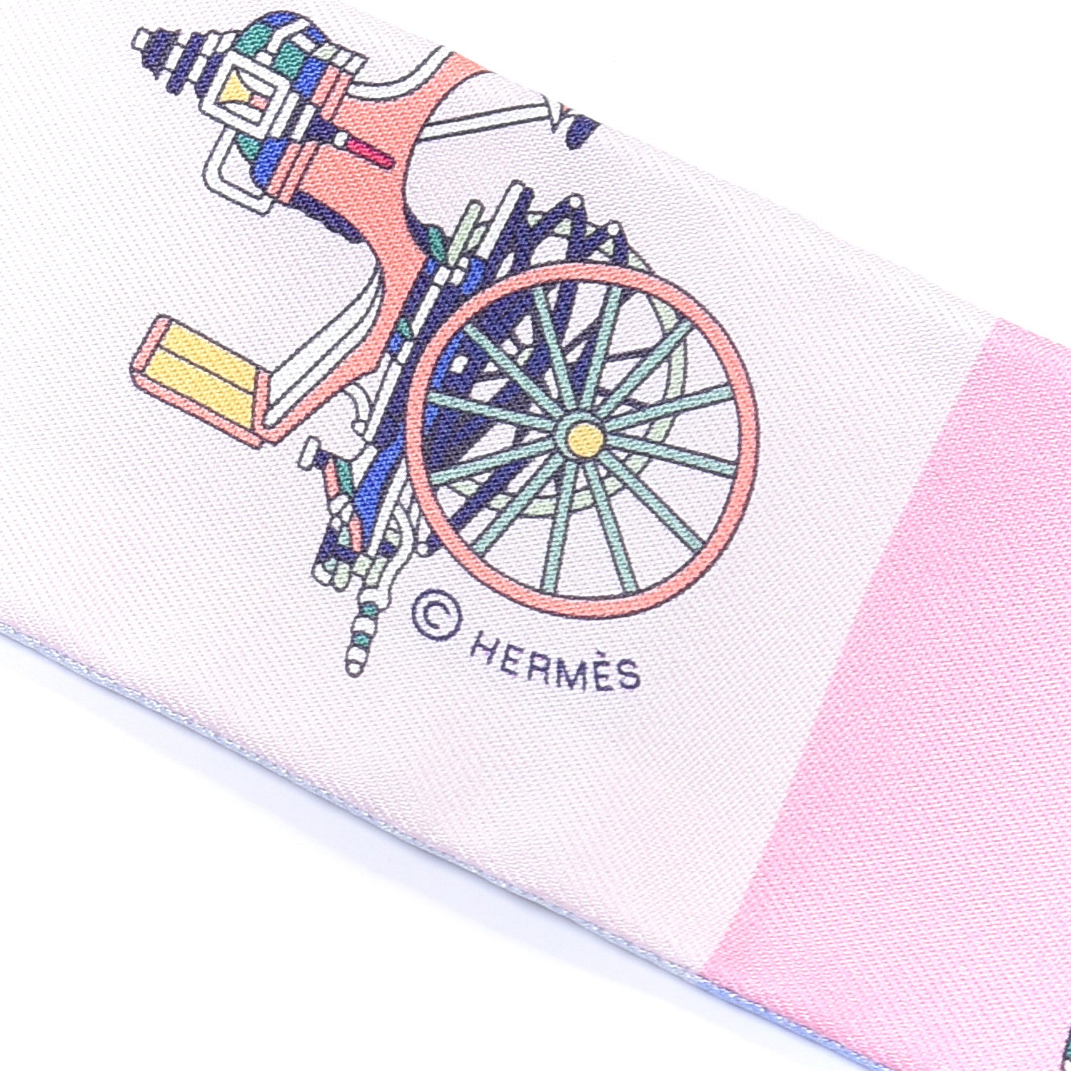 Hermes Silk Les Voitures Exquises Twilly Bleu Rose Vert 3 of 4