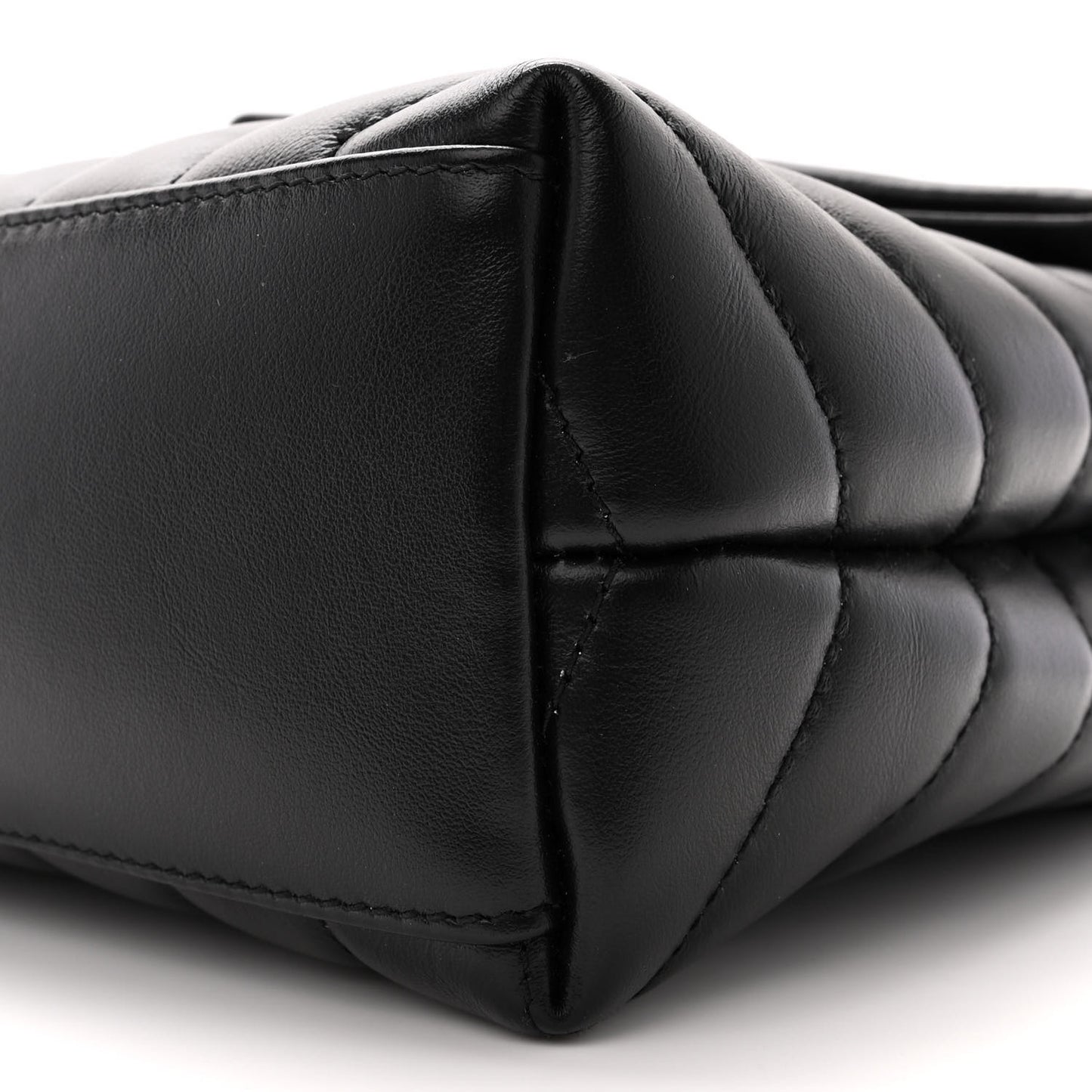 Calfskin Y Quilted Monogram Small Loulou Chain Satchel Black