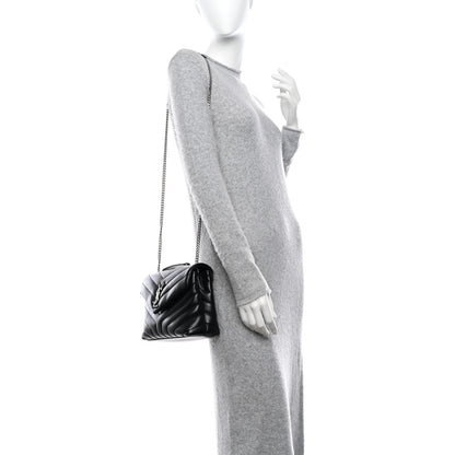 Saint Laurent Calfskin Y Quilted Monogram Small Loulou Chain Satchel Black 2 of 10