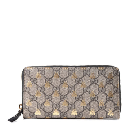 Gucci GG Supreme Monogram Bees Zip Around Wallet 1 of 6