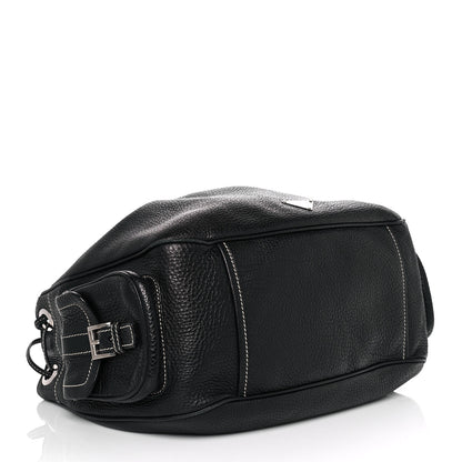 Prada Vitello Daino Drawstring Bucket Black 3 of 9