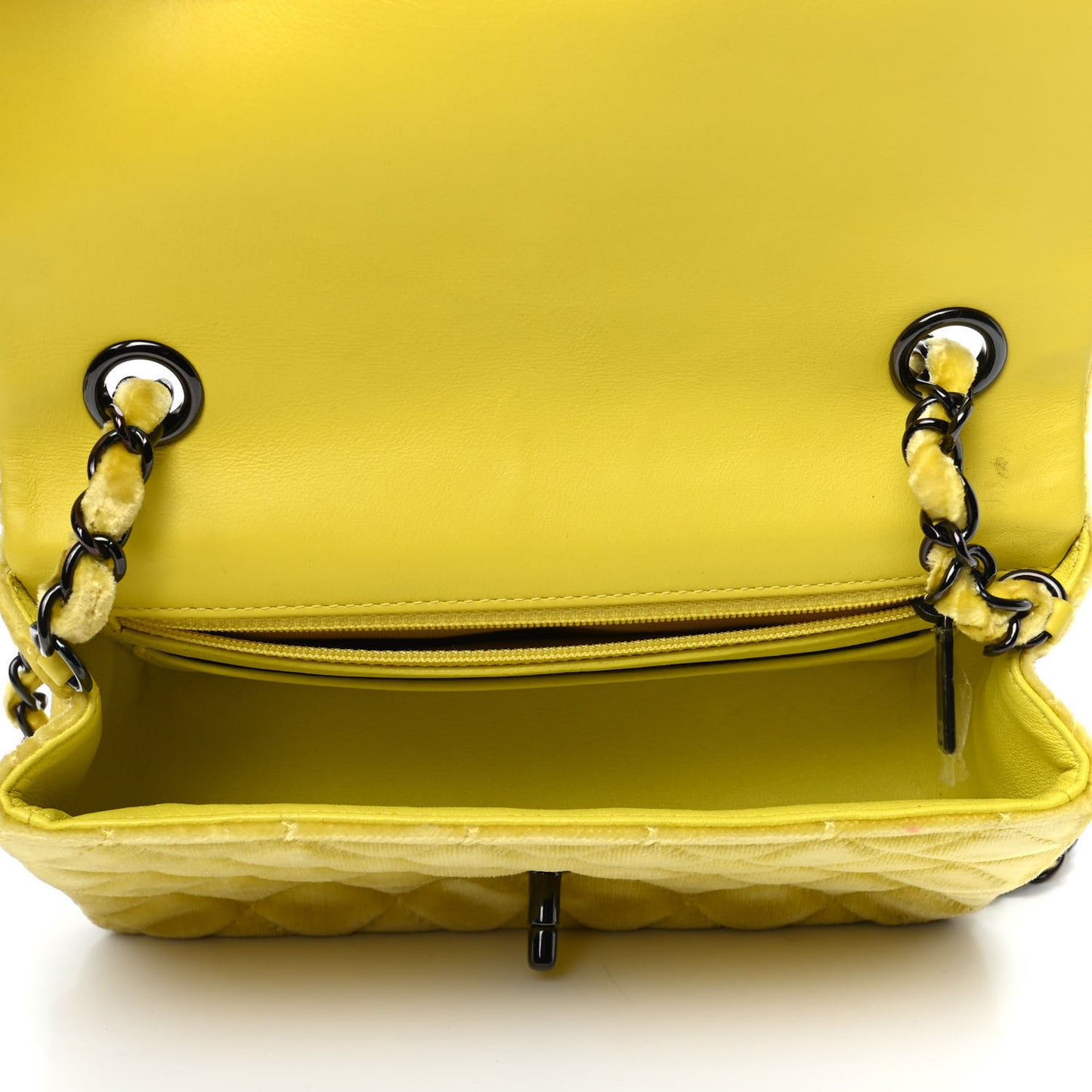 Velvet Quilted Mini Rectangular Flap Yellow