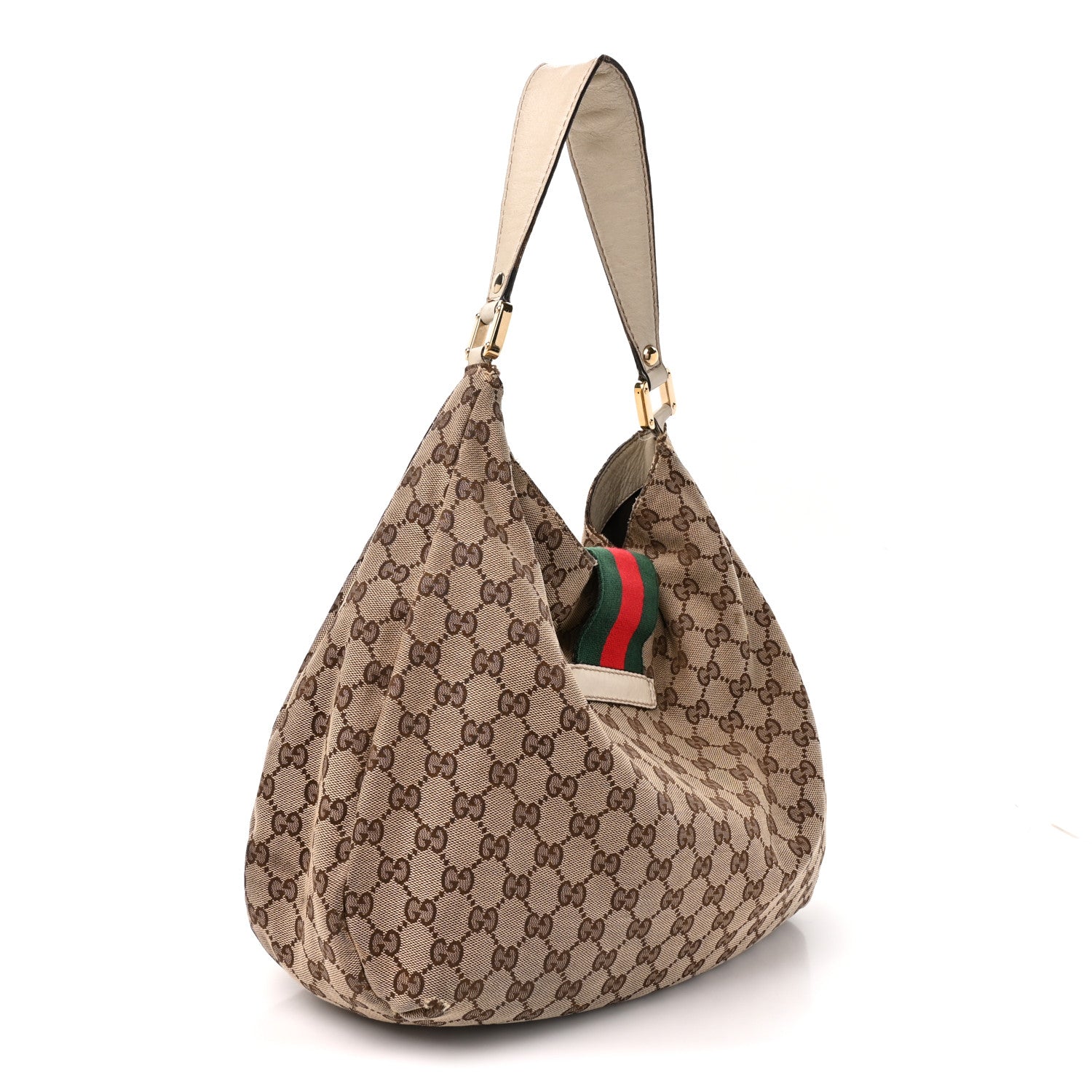 Gucci Monogram Large New Ladies Web Hobo Off White 3 of 15