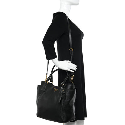 Prada Vitello Daino Tote Black 2 of 9