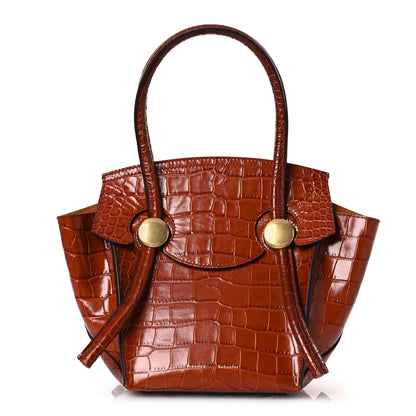 Proenza Schouler Calfskin Crocodile Embossed Small Pipe Bag Chestnut 1 of 16