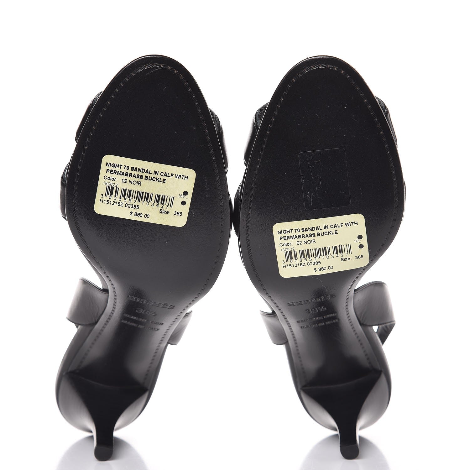 Hermes Calfskin Night 70 Slingback Sandals 38.5 Black 5 of 8
