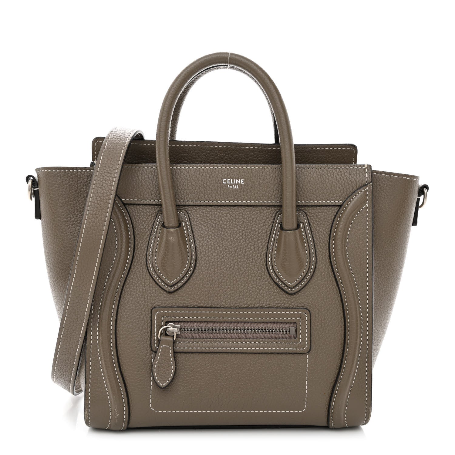 Celine Drummed Calfskin Nano Luggage Souris 1 of 12