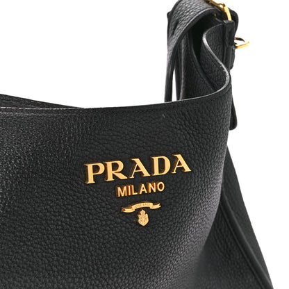 Prada Vitello Daino Double Strap Messenger Black 7 of 11