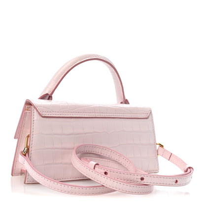 Jacquemus Calfskin Crocodile Embossed Le Chiquito Long Pale Pink 3 of 11