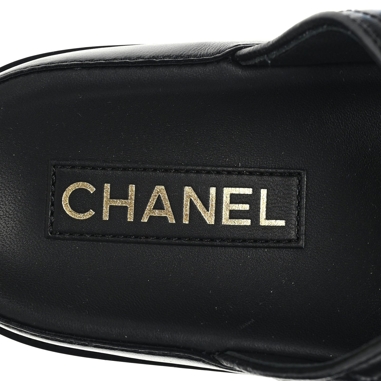 Lambskin Quilted Velcro Dad Chain CC Slide Sandals 40 Black