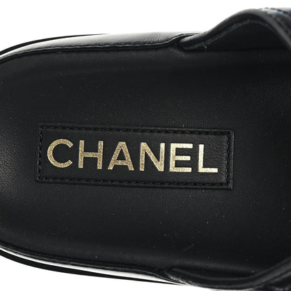 Chanel Lambskin Quilted Velcro Dad Chain CC Slide Sandals 40 Black 8 of 9
