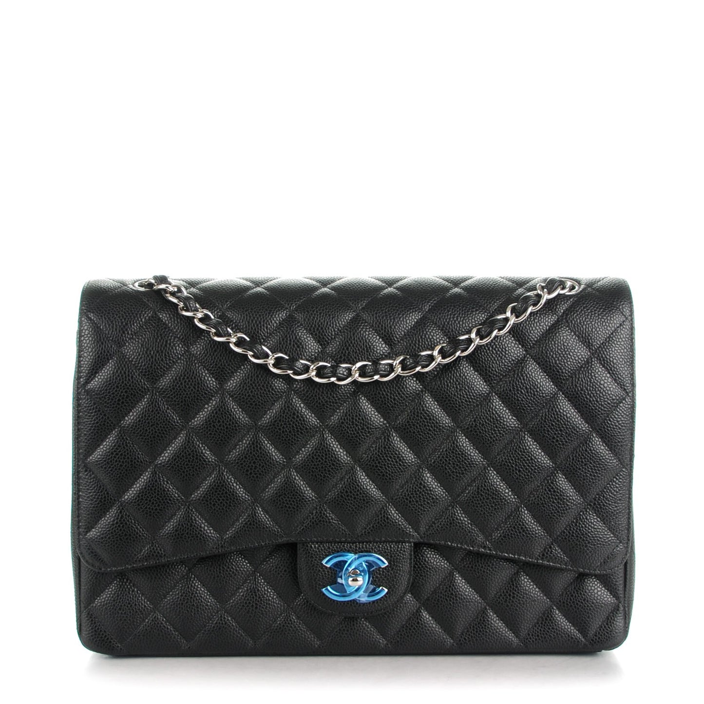 Caviar Quilted Maxi Double Flap Black