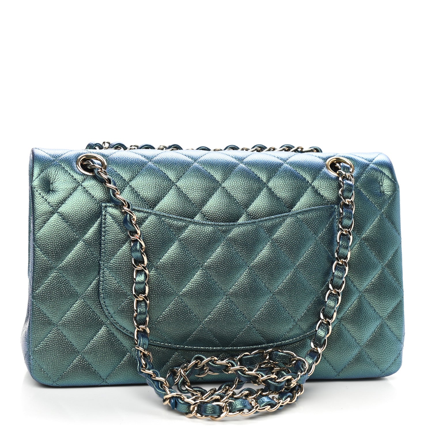 Chanel Iridescent Caviar Quilted Medium Double Flap Green 4 of 9