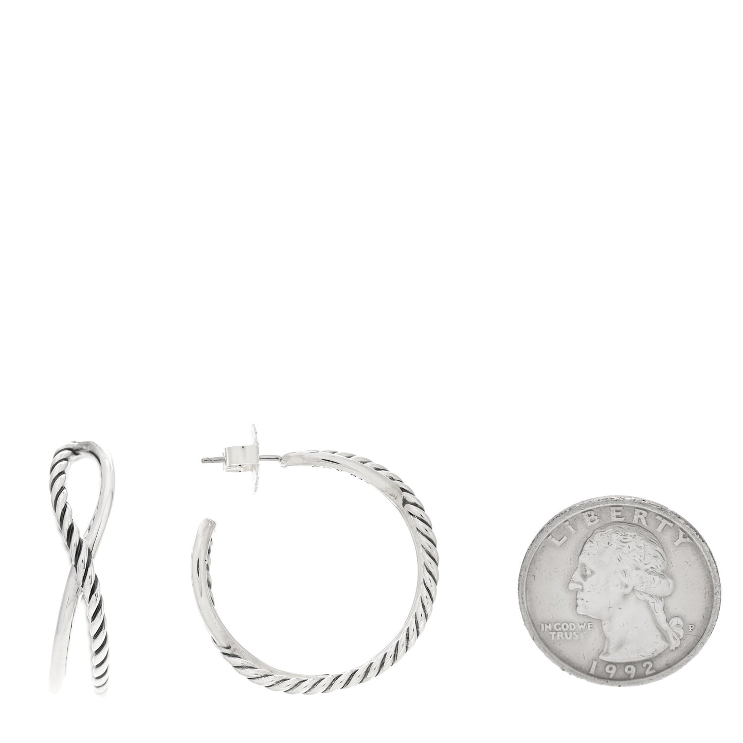 Sterling Silver Crossover Cable Hoop Earrings