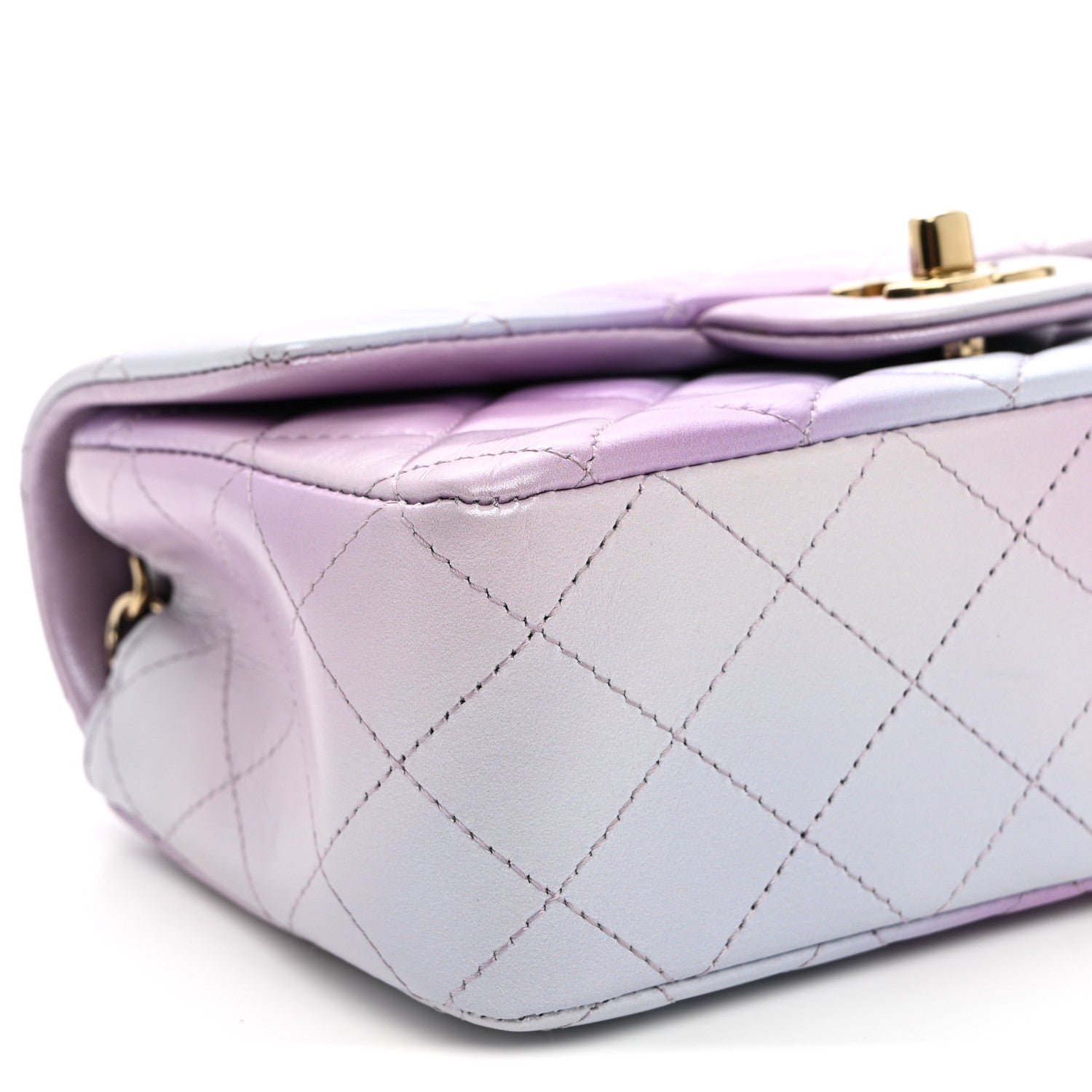 Chanel Lambskin Quilted Tie Dye Ombre Mini Rectangular Flap Purple Blue Pink 9 of 10