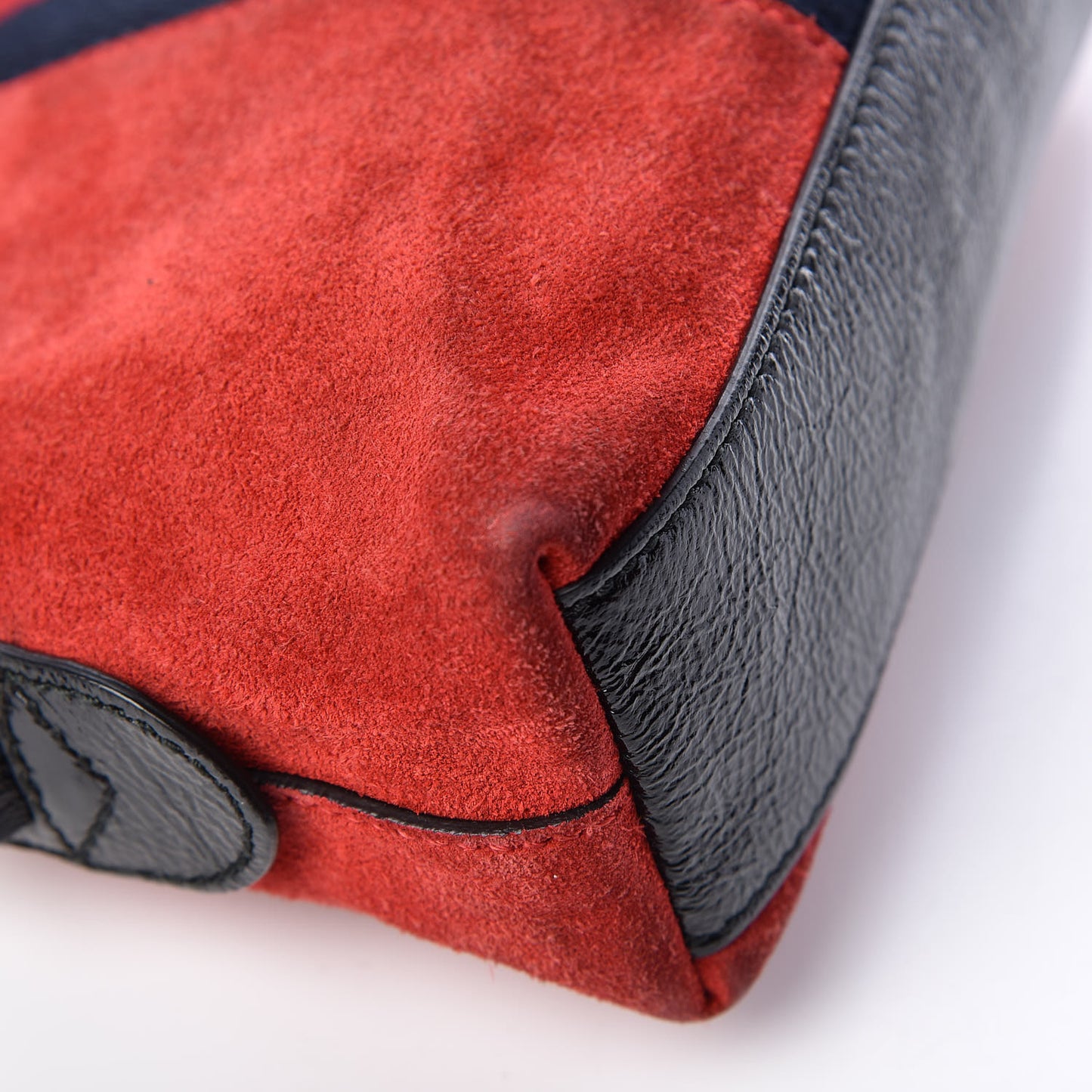 Suede Patent Web GG Small Ophidia Dome Shoulder Bag Hibiscus Red