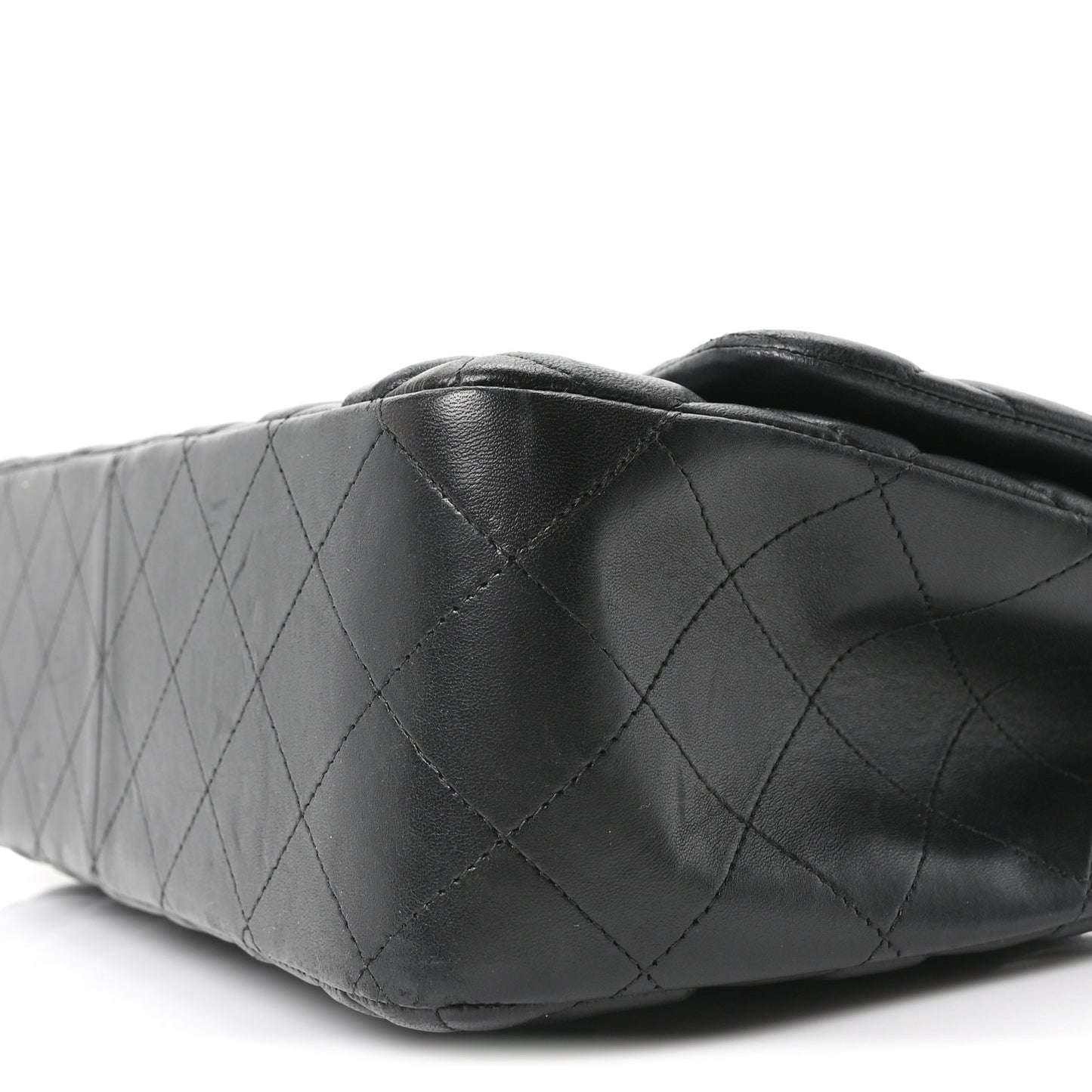 Lambskin Quilted Jumbo Double Flap Black