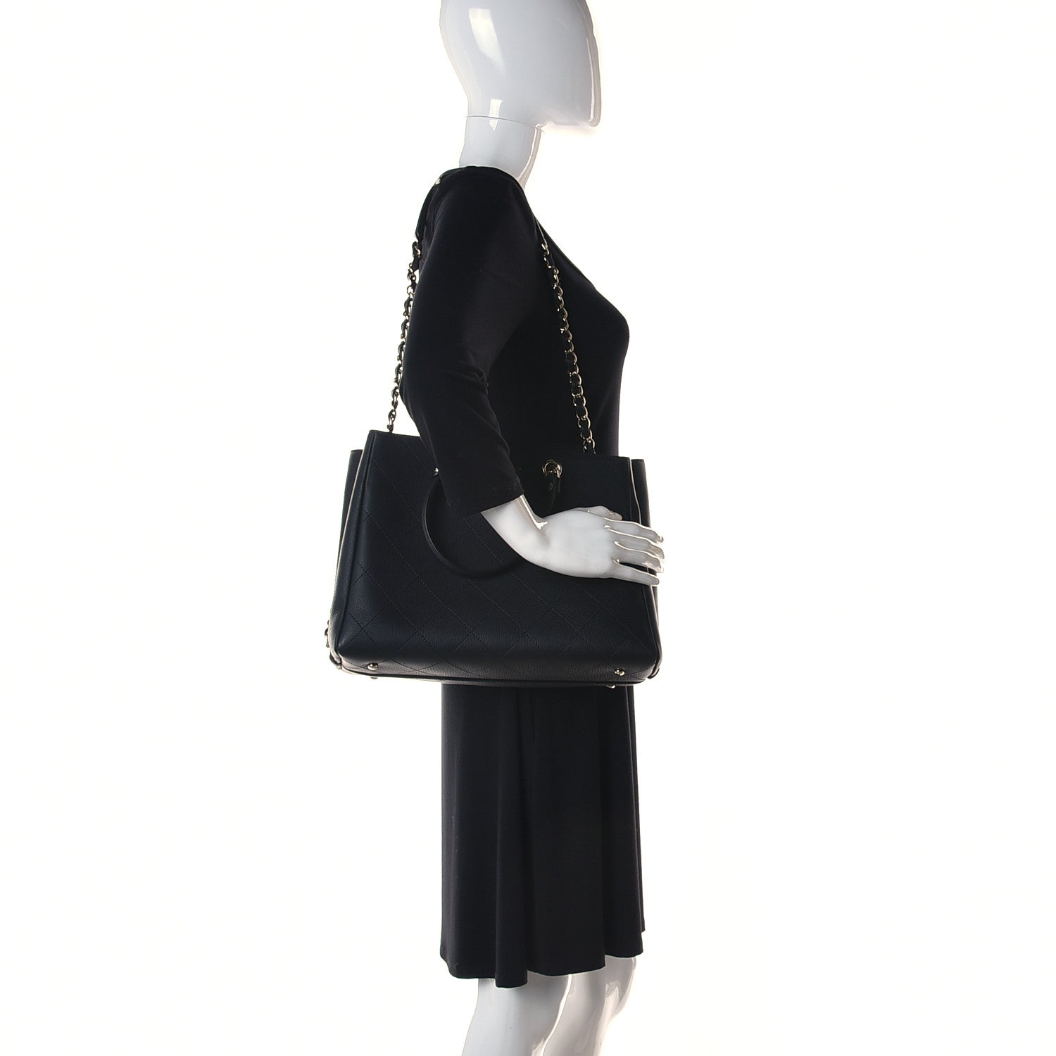 Chanel Bullskin Stitched Medium Shopping Bag Black 2 of 10