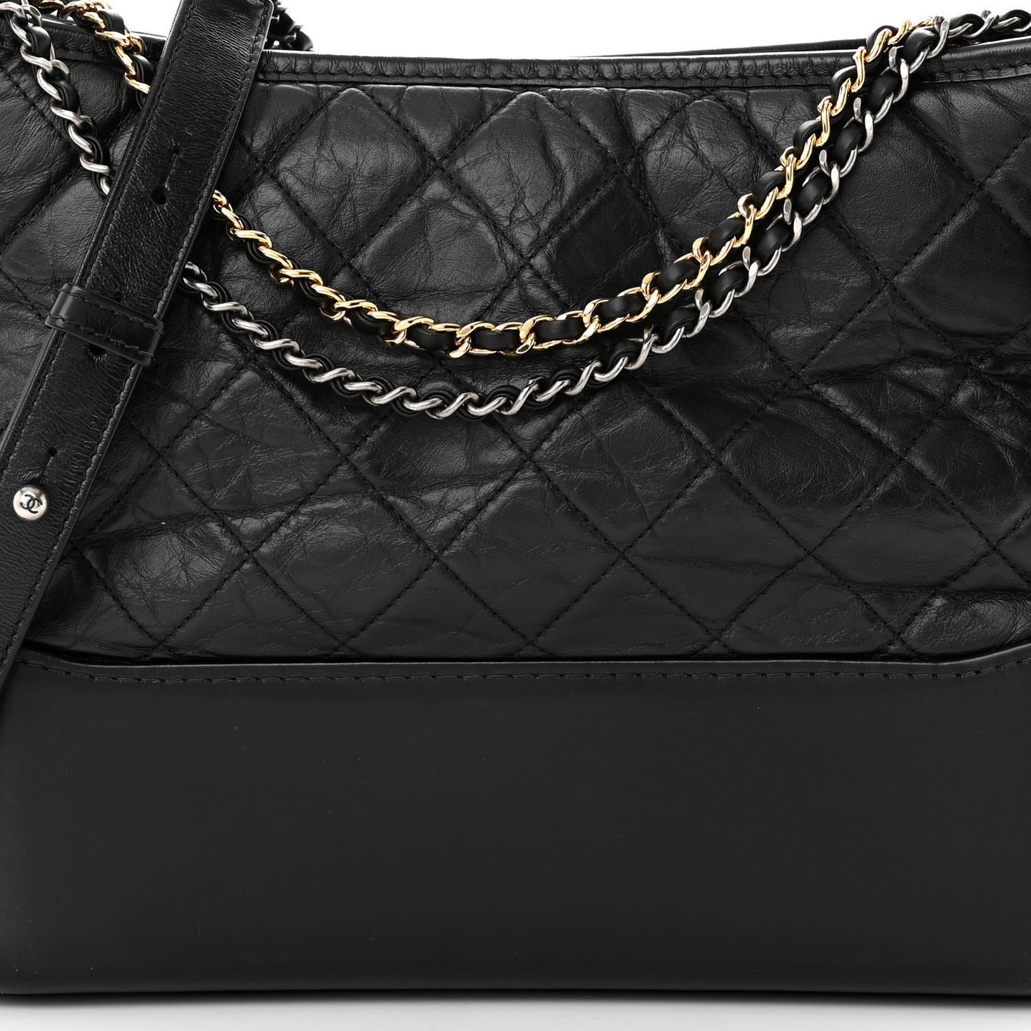Aged Calfskin Quilted Medium Gabrielle Hobo Black