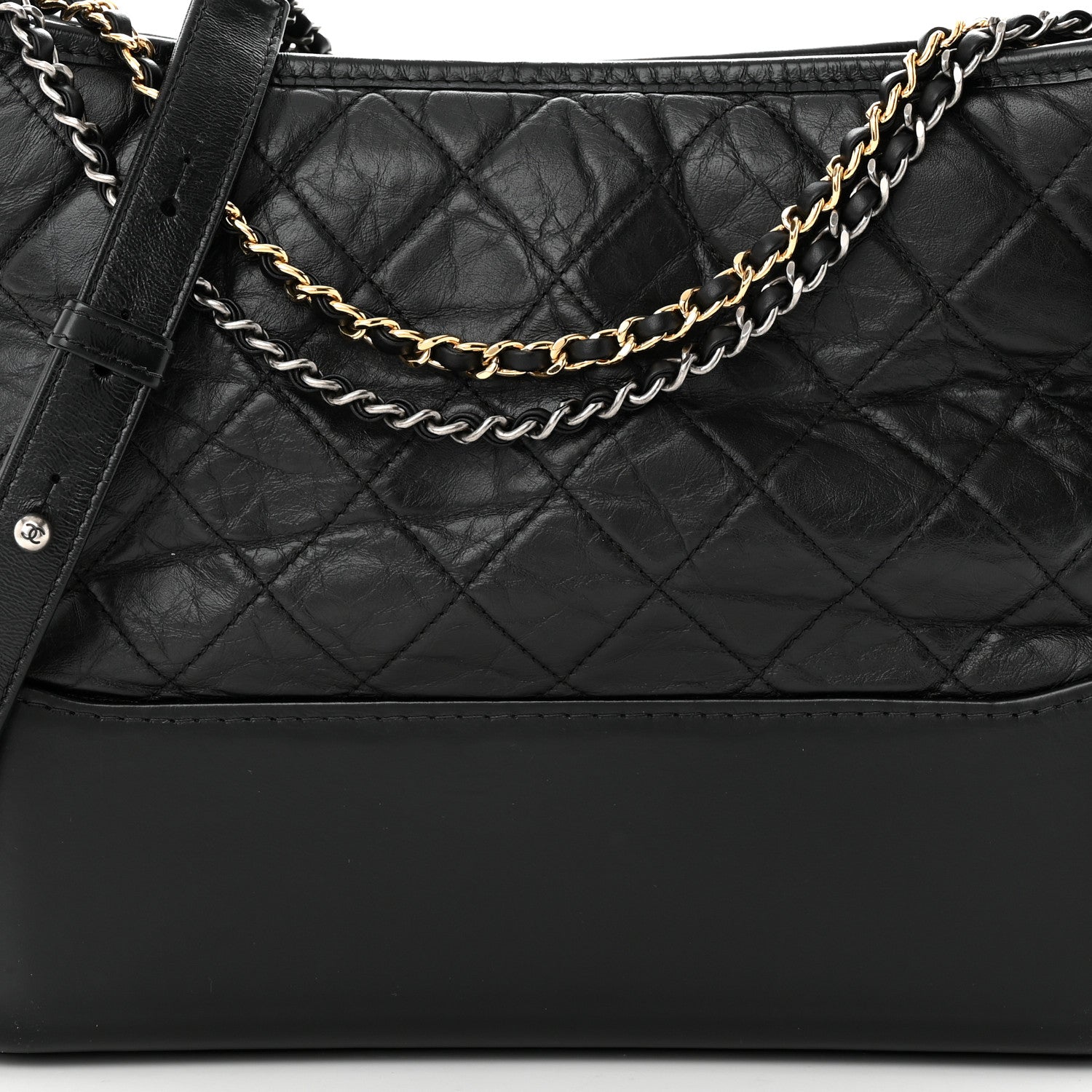 Chanel Aged Calfskin Quilted Medium Gabrielle Hobo Black 8 of 11