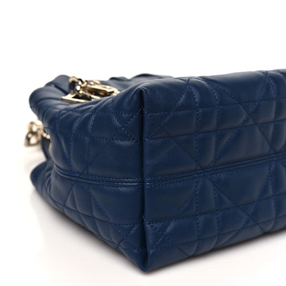 Christian Dior Calfskin Macrocannage Small Toujours Vertical Tote Ocean Blue 8 of 10