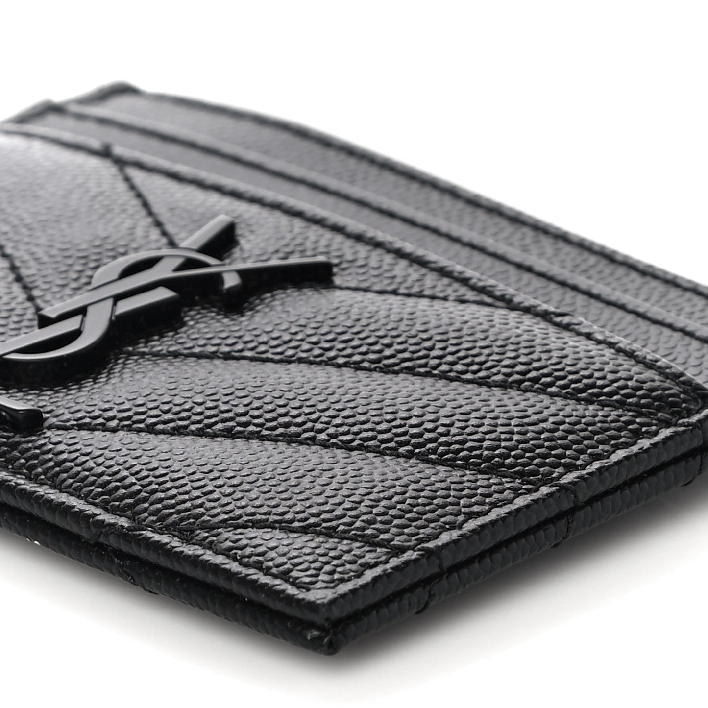 Grain De Poudre Matelasse Chevron Monogram Credit Card Case Black