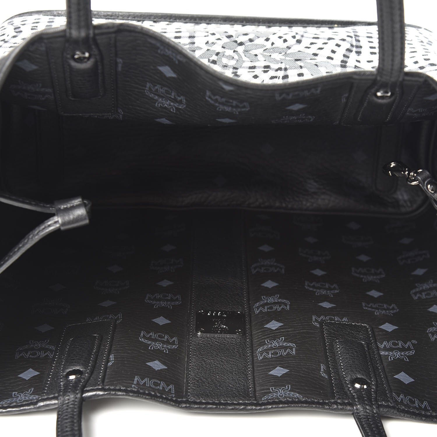 MCM Visetos Medium Liz Reversible Shopper Tote Black 8 of 15