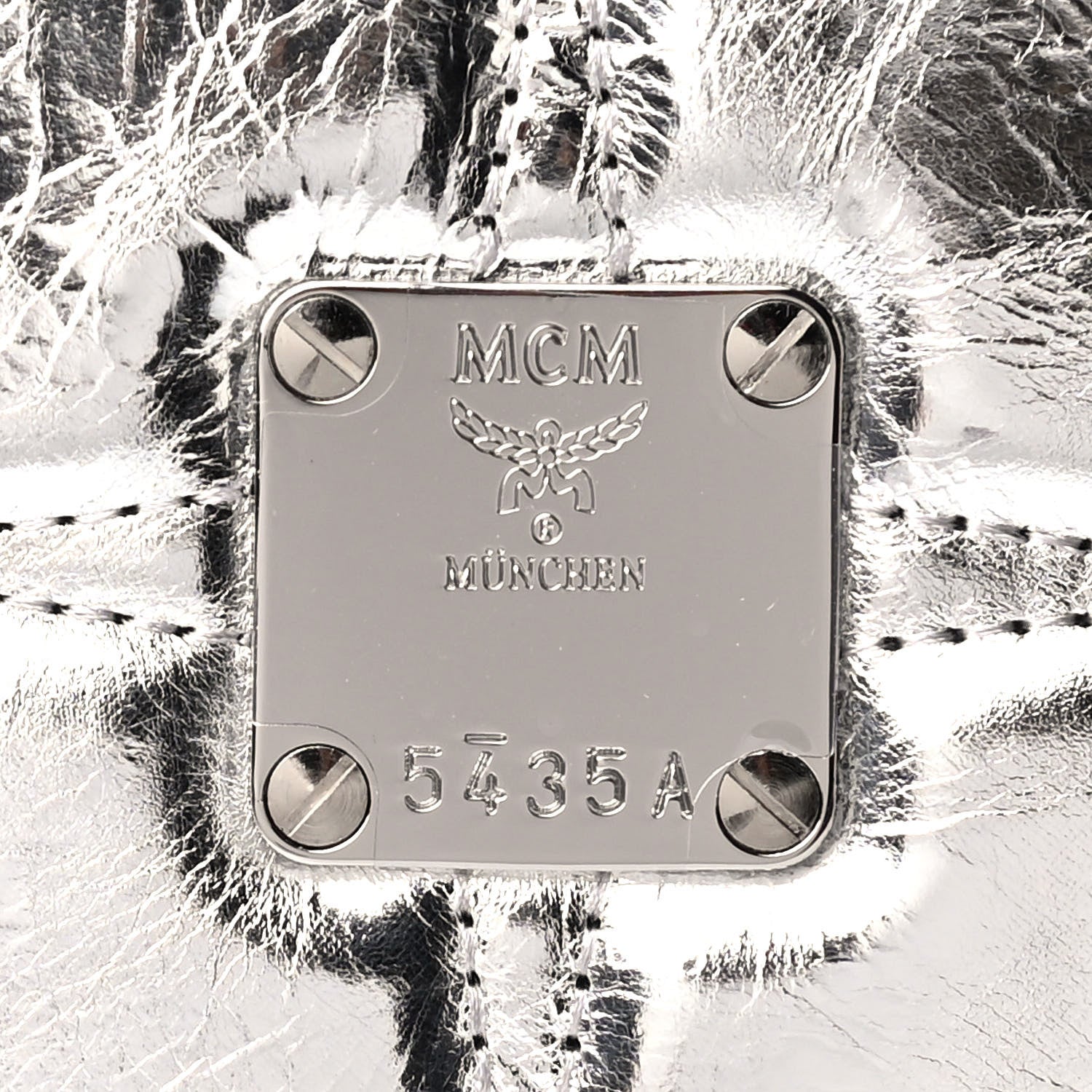 MCM Metallic Calfskin Mini Half Moon Crossbody Bag Silver 5 of 5