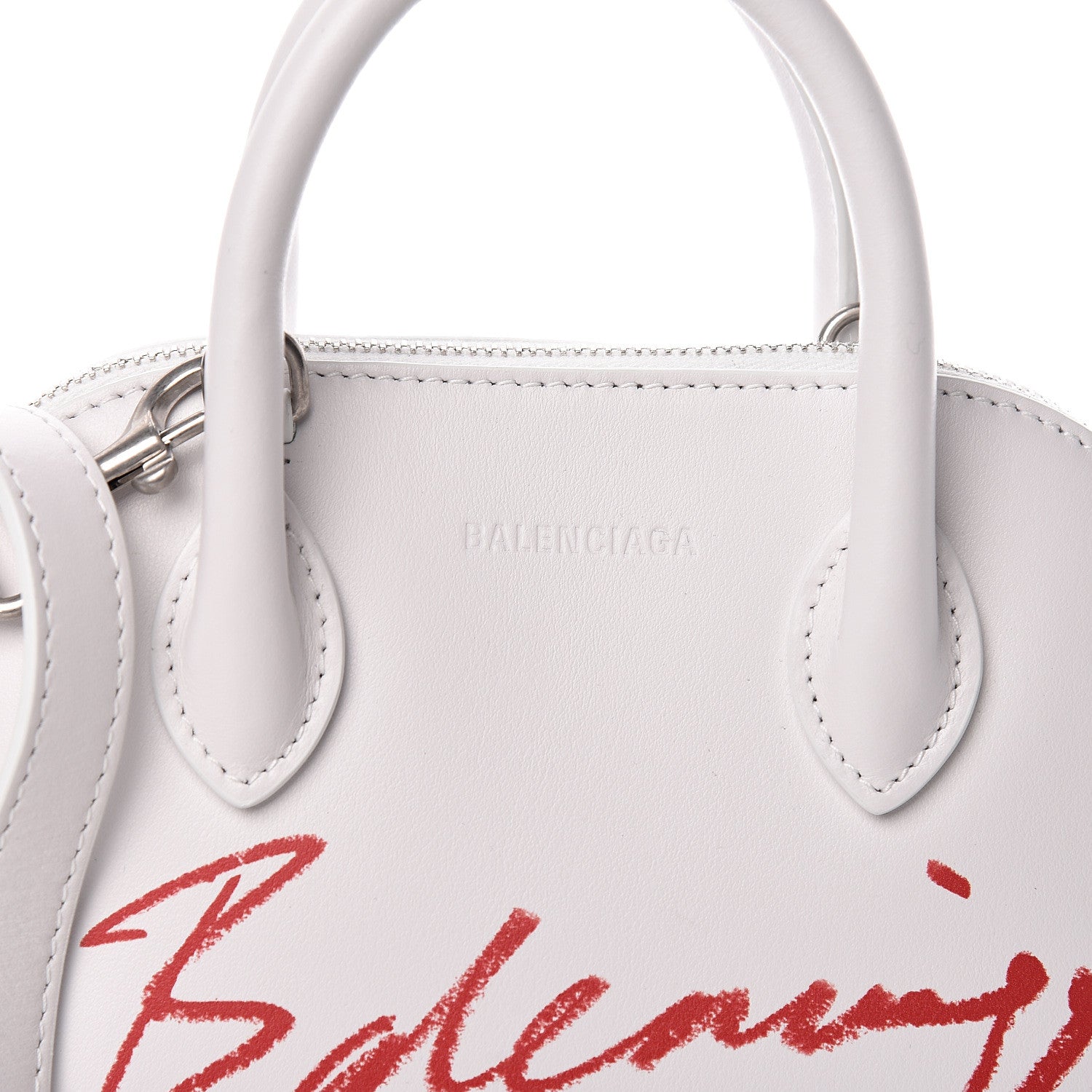 Balenciaga Calfskin Lipstick Logo XXS Ville Top Handle Bag White 7 of 10