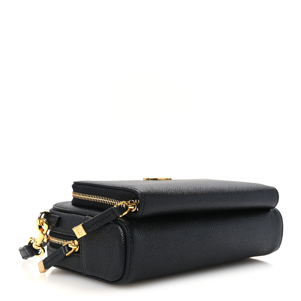 Christian Dior Grained Calfskin Caro Double Pouch Black 4 of 10