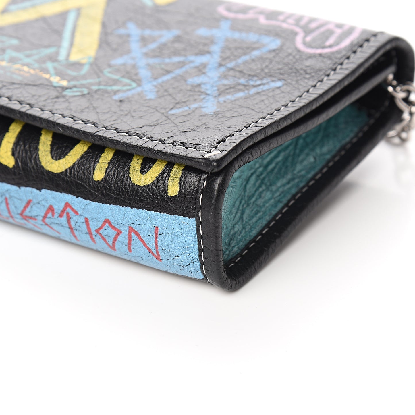 Agneau Arena Graffiti All Over Bazar Chain Shoulder Bag Black Multicolor