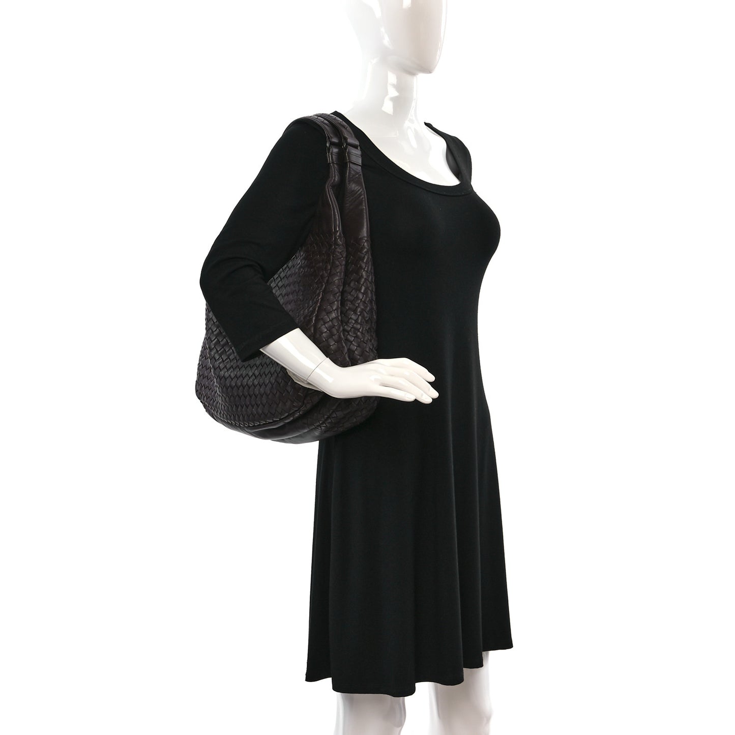 Nappa Intrecciato Medium Campana Hobo Ebano