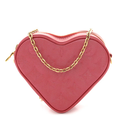 Louis Vuitton Lambskin Embossed Monogram Fall In Love Sac Coeur Heart Chain Bag Lipstick Red 1 of 10