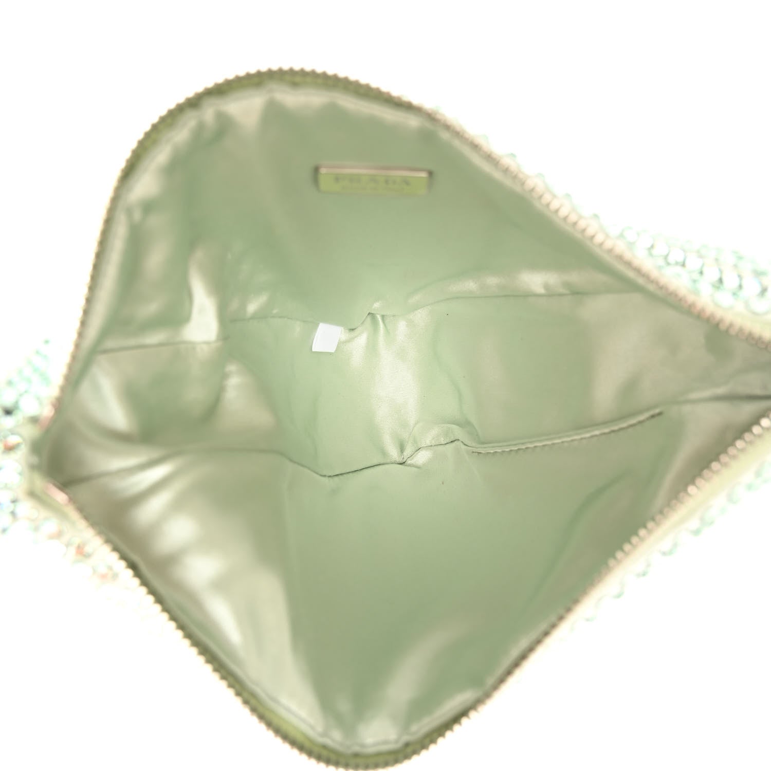 Prada Satin Crystal Triangle Pouch Acqua 5 of 10