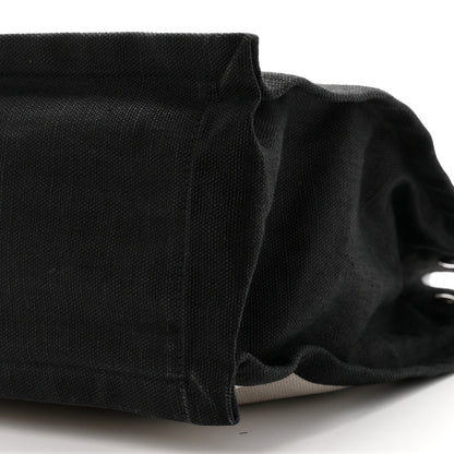 Saint Laurent Linen Calfskin Rive Gauche North South Tote White Black 10 of 10