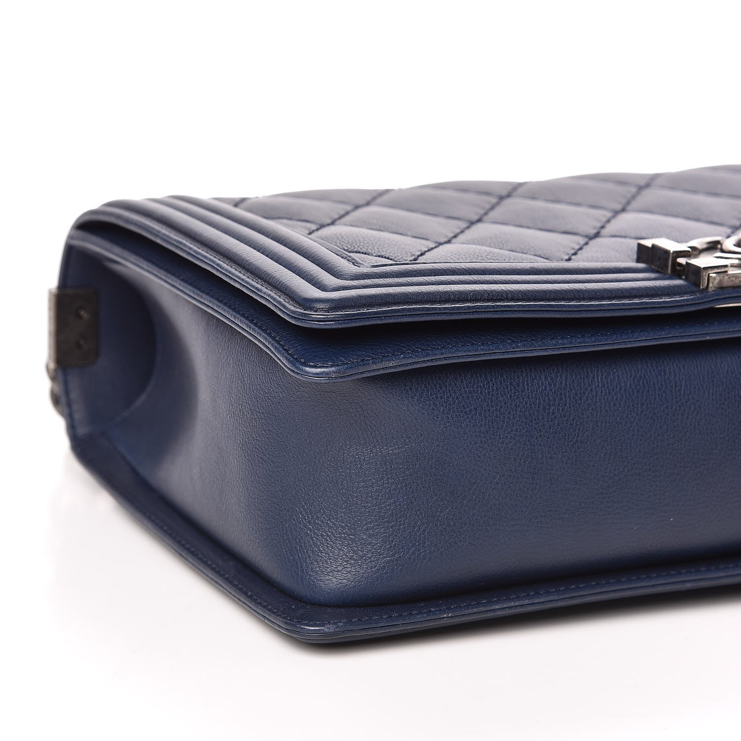 Chanel Calfskin Double Stitch New Medium Boy Flap Navy Blue 10 of 13