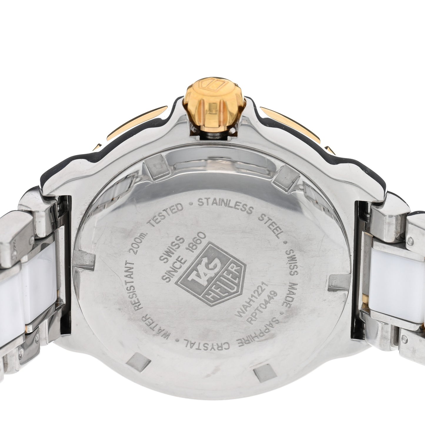 Stainless Steel 18K Yellow Gold Ceramic Diamond 34mm Formula 1 Quartz Watch White WAH1221