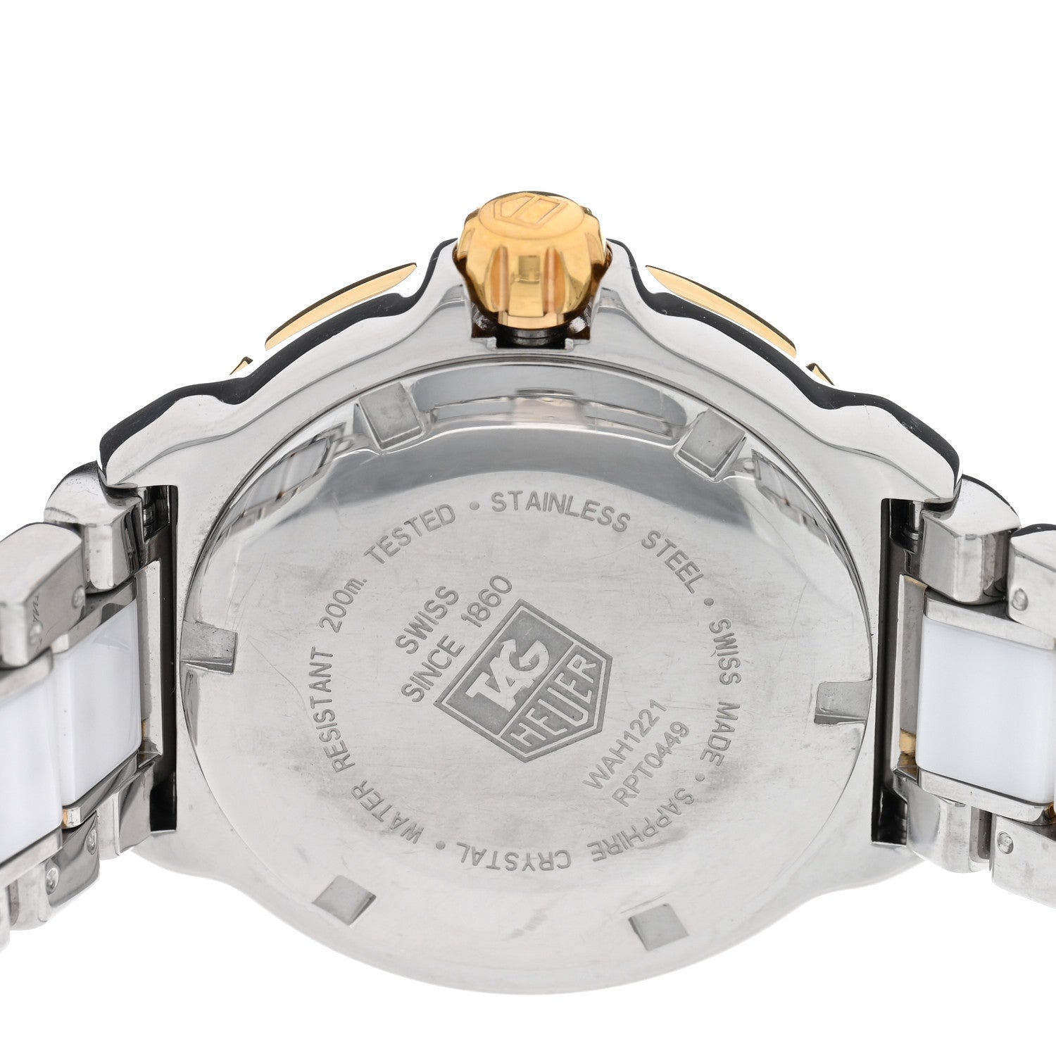 Tag Heuer Stainless Steel 18K Yellow Gold Ceramic Diamond 34mm Formula 1 Quartz Watch White WAH1221 4 of 4