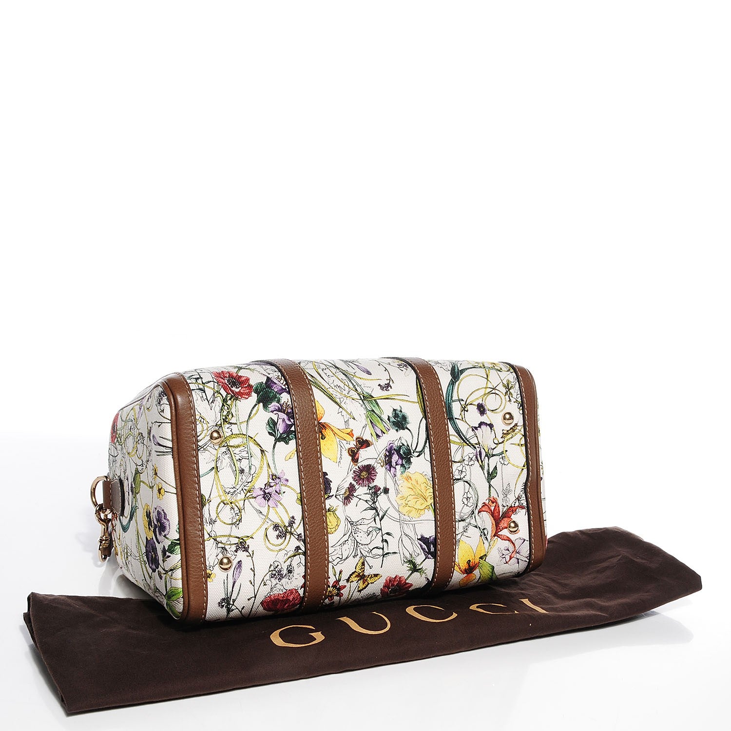 Gucci Canvas Vintage Web Flora Medium Boston 4 of 9