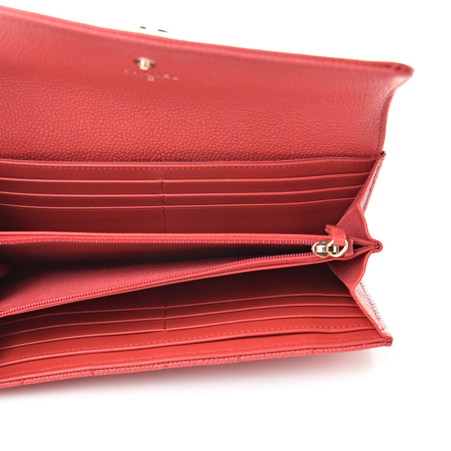 Caviar Quilted Large Boy Gusset Flap Wallet Red