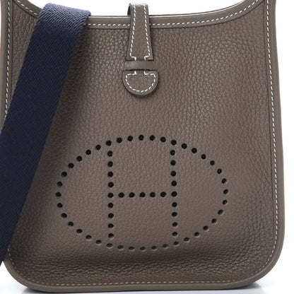 Hermes Taurillon Clemence Amazone Evelyne TPM Etoupe Bleu Indigo 7 of 10