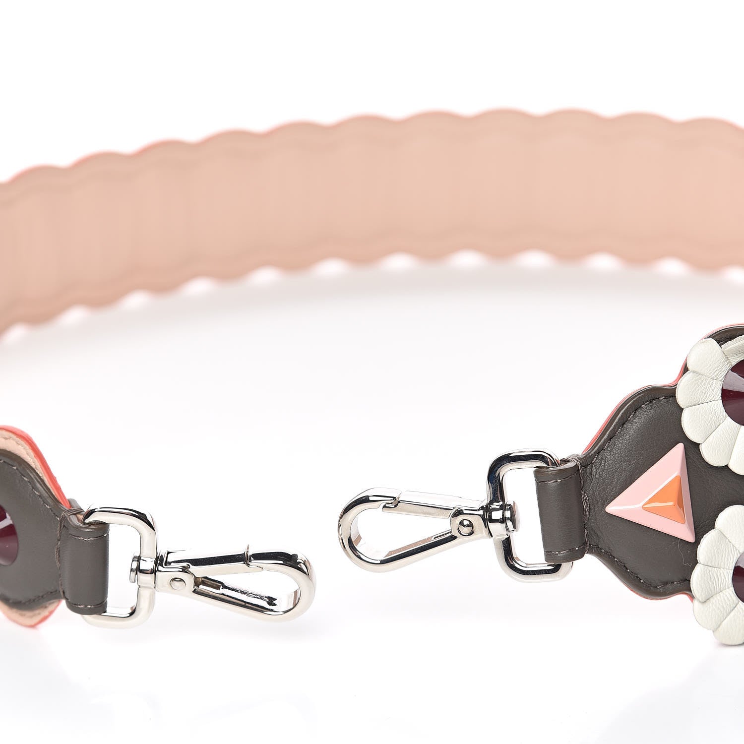 Fendi Vitello Dolce Nappa Hypnoteyes Bi-Color Scalloped Spike Studded Strap You Carbone Plaster White Multicolor 3 of 7