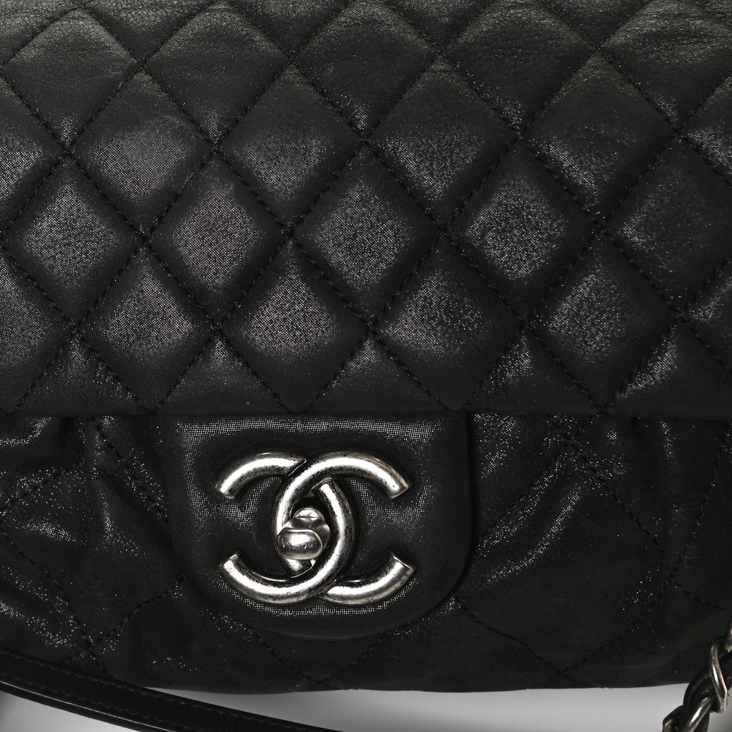 Chanel Iridescent Calfskin Quilted East West Flap Black 12 of 13