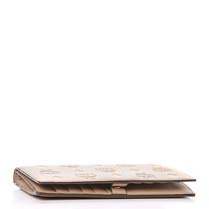 MCM Calfskin Signature Monogram Klara Two Fold Wallet Beige 4 of 7