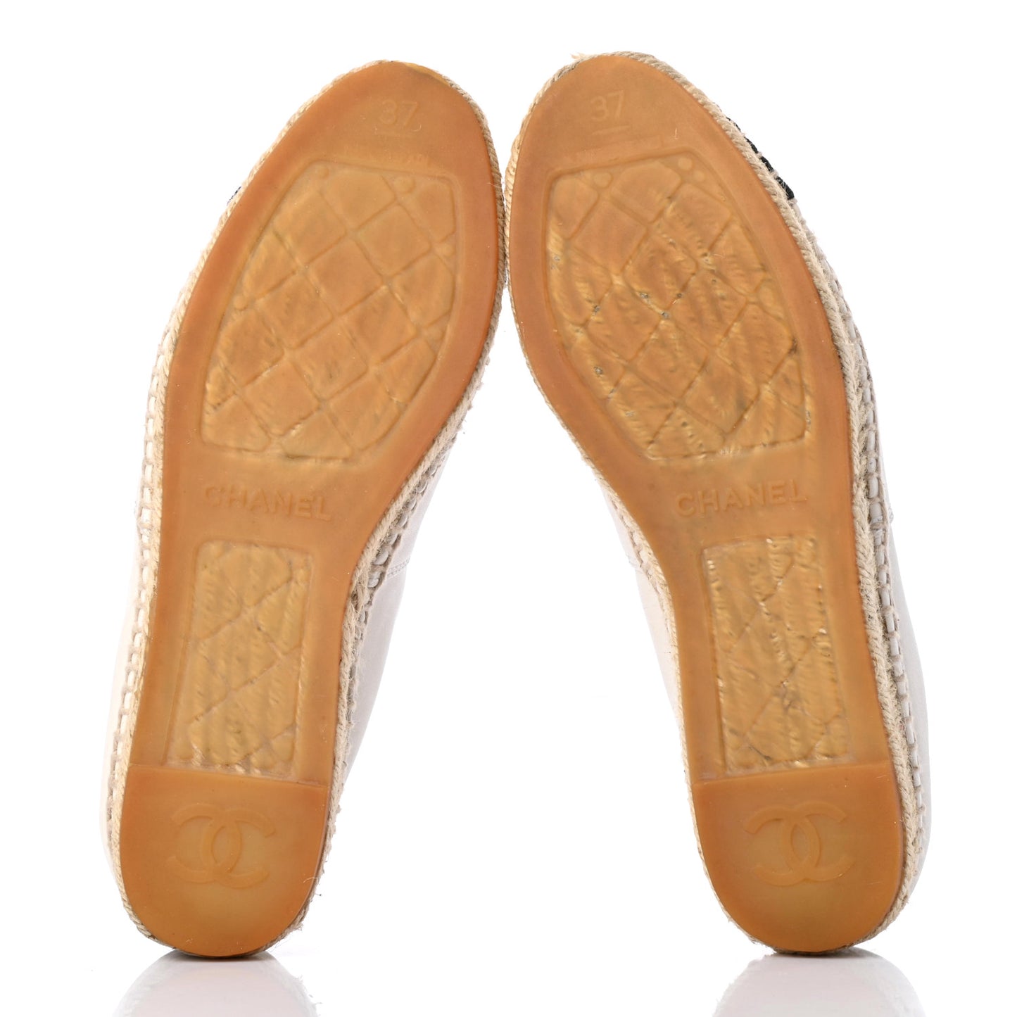 Lambskin CC Espadrilles 37 White Black