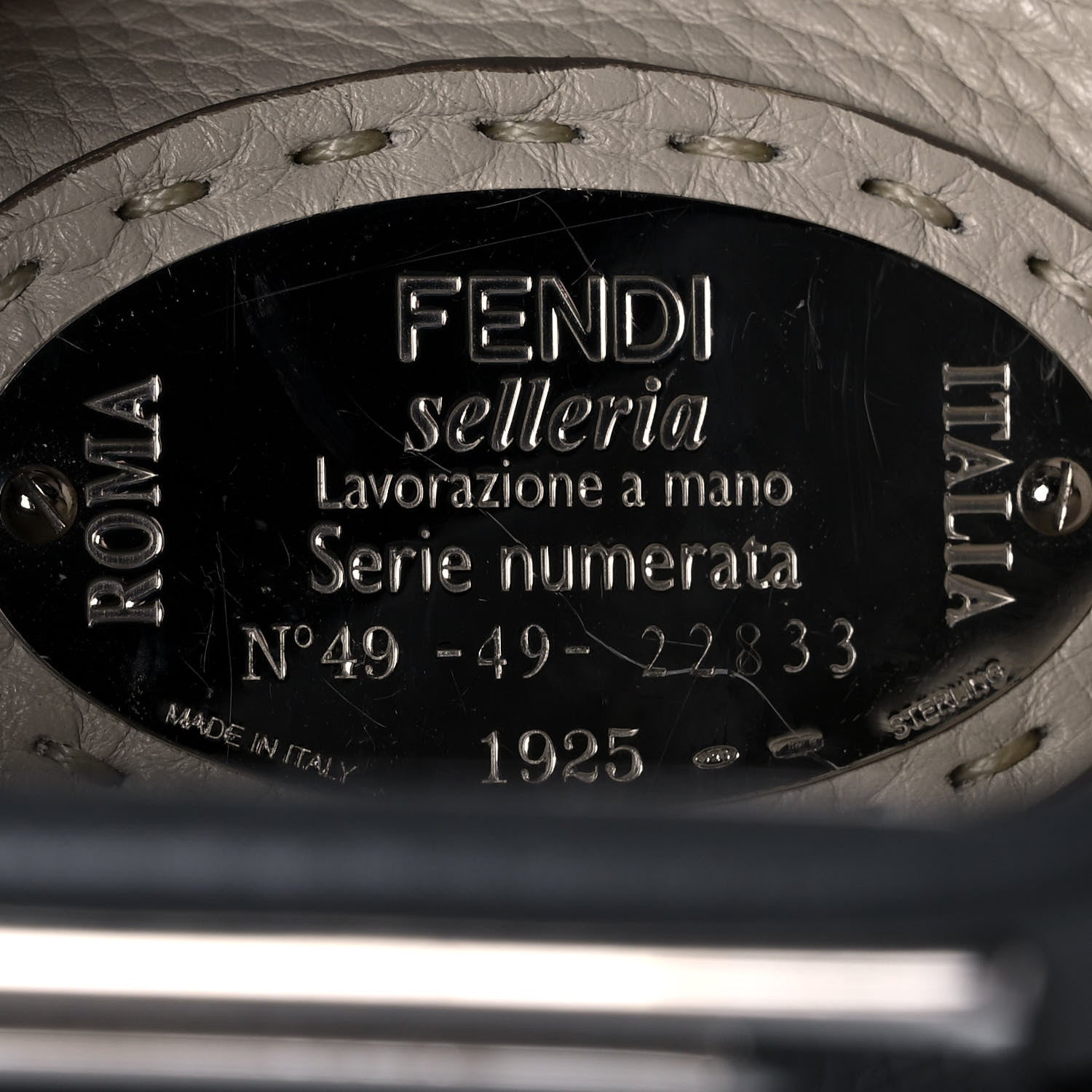 Fendi Cuoio Romano Selleria Bi-Color Medium Peekaboo Iconic Satchel Asfalto Latte 9 of 11